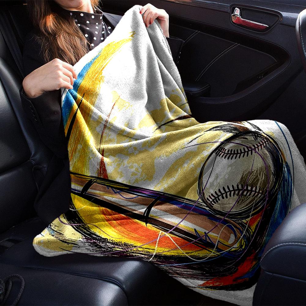 Baseball Theme Printed Blanket - Perfect for Couch, Bed, Travel & Outdoor Use | Machine Washable, Cozy & Durable.
