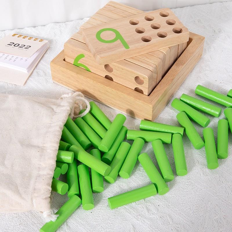 Baby Montessori math blind writing board number and quantity of sticks learning building block pairing wooden nails scoring sticks wooden toys