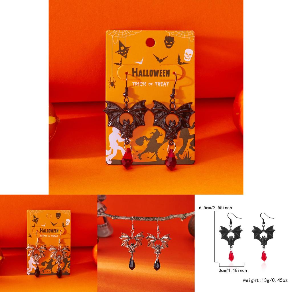 Vintage Halloween Fledermaus Ohrhänger für Damen mit galvanisch beschichtetem Legierungsschmuck