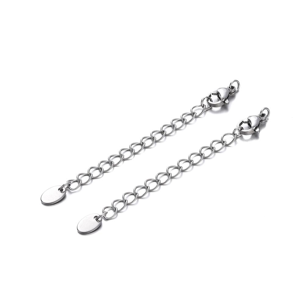 10pcs Stainless Steel Extension Extended Tail Chains Lobster Clasps Connectors DIY Jewelry Making Findings Bracelet Necklaces