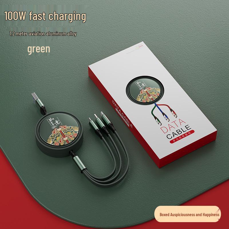 Juran Retractable Multi-Head Fast Charging Cable - 3-in-1 Function