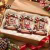 Festive Tabletop Display Wooden Christmas Swing Ornament, Cute Santa Claus Reindeer Penguin 2D Winter Theme Home Accents Flat Decoration for