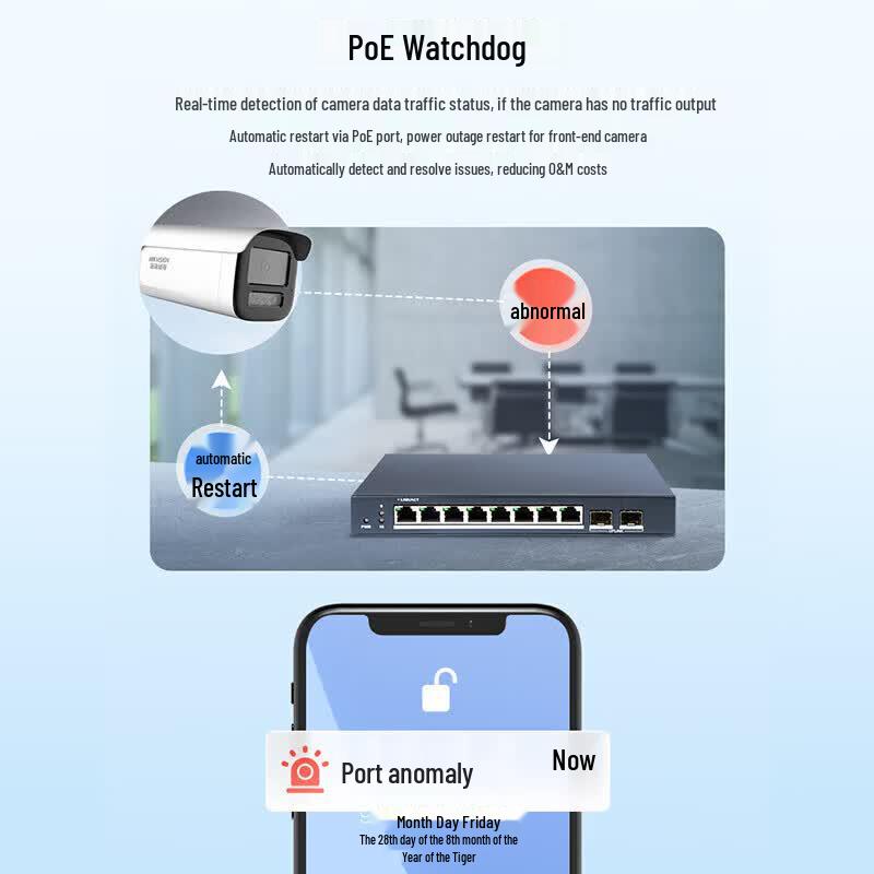 HIKVISION 10-Port Gigabit Managed Cloud Network Switch CN plug (adapter included)