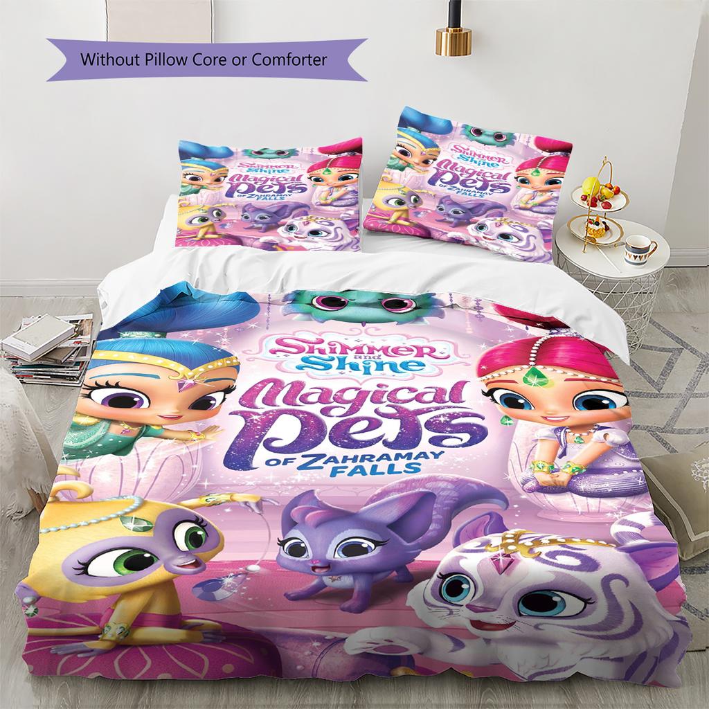 Set Copripiumino Trapuntato con Fantasia Shimmer and Shine Federa Decorazione per la Casa Regalo (1 * copripiumino + 2 * federa, senza nucleo)