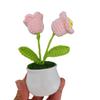 Hand-Knitted Yarn Lily of the Valley Artificial Flower Pot for Home and Office Decor