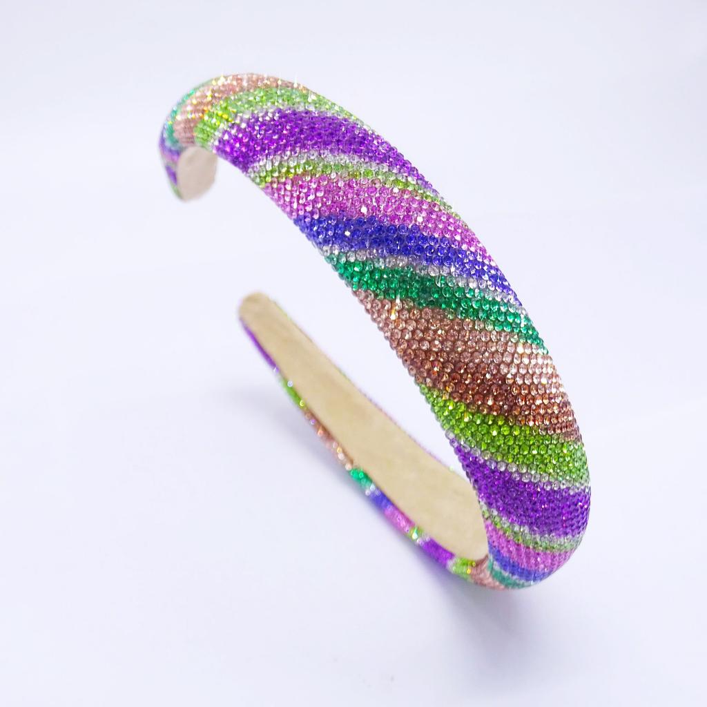 Rainbow Colored Rhinestone Sponge Padded Hairband Headband Adult Hair Accessories Hair Jewley