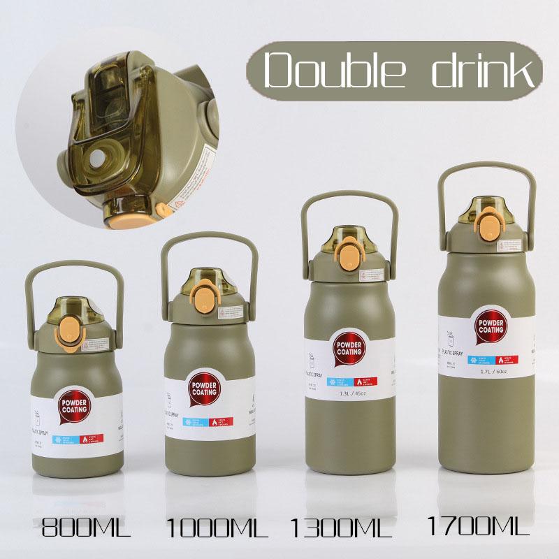 1.3L/1.7L Large Capacity Thermo Bottle Stainless Steel Thermal Thermo Water Portable Vacuum Mug Thermos Insulated Cup Tumbler