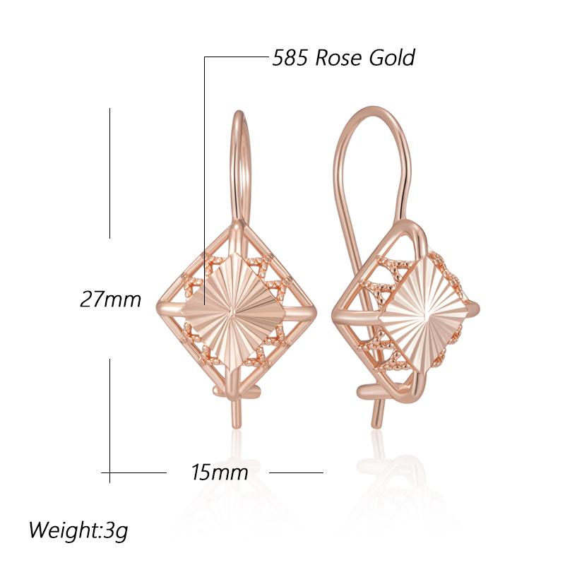 Cercei lungi atârnători de culoare neobișnuită aur roz pentru femei, accesorii geometrice cu flori goale, bijuterii vintage de zi cu zi