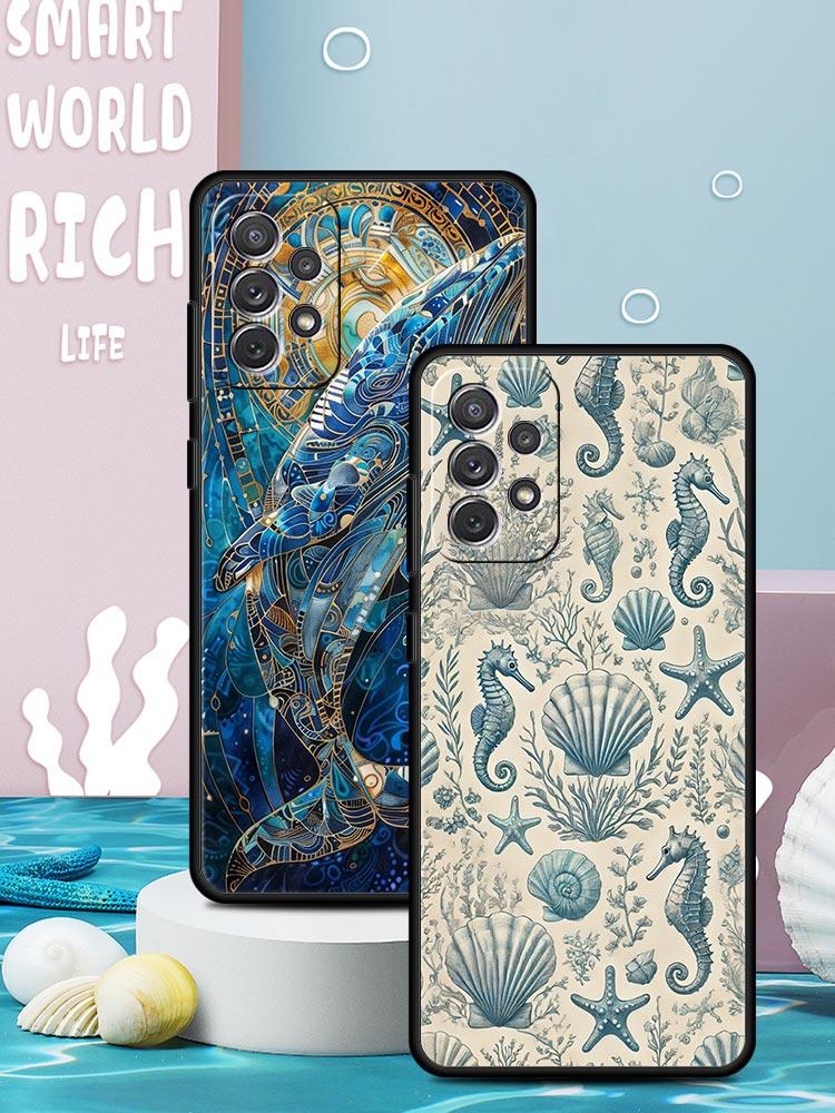 Blue Ocean Fish Phone Case for Samsung Galaxy A55 A35 A15 A14 A13 A25 A54 A51 A71 A72 A73 A32 A52 A41 5G Soft TPU Shell Fundas