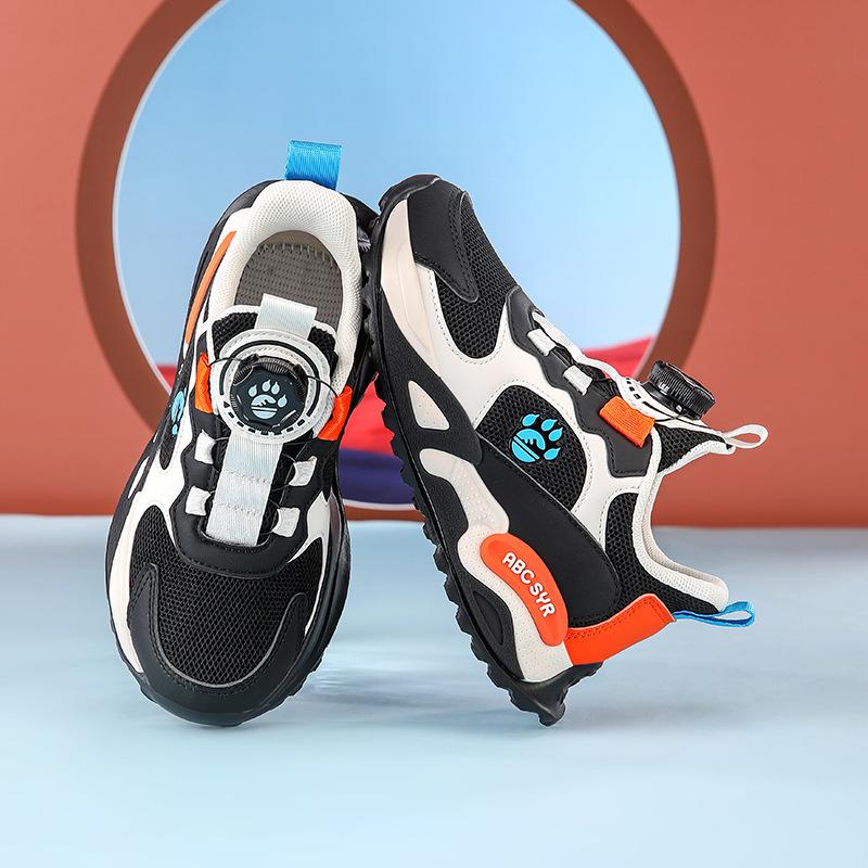 

Детская спортивная обувь 2025 весна и осень новая двойная сетка дышащая вращающаяся пряжка кроссовки для девочек для начальной школы мальчиков 38