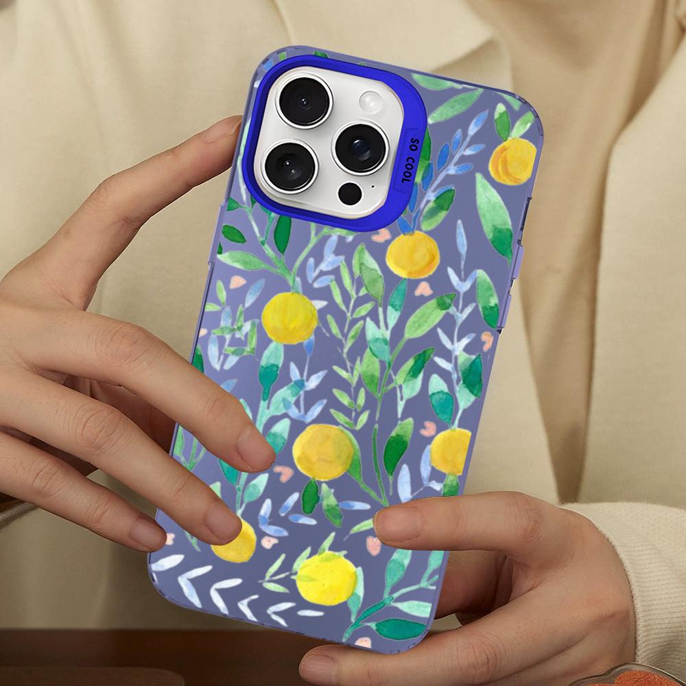 Leaves Fruit Lemon Peach Pomegranate Grape Phone Case For IPhone 16 15 14 13 12 11 Pro Max XSMAX 8 Matte Shockproof Back Cover