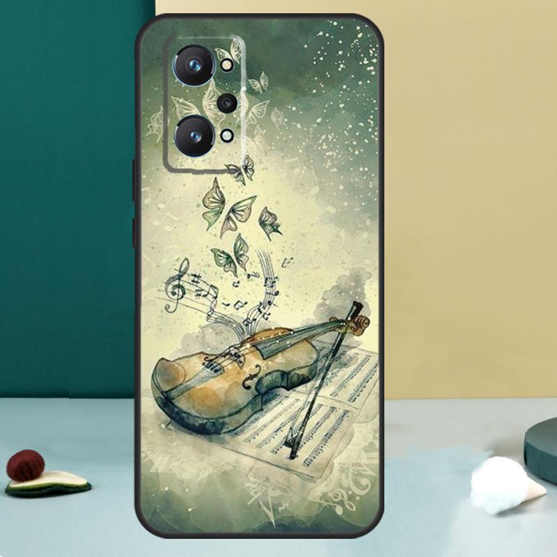 Cool Music Violin For Realme 11 10 12 13 14 Pro Plus GT 7 6 5 Pro GT 6T C67 C61 C53 C51 C21Y C25S C75 C55 Case