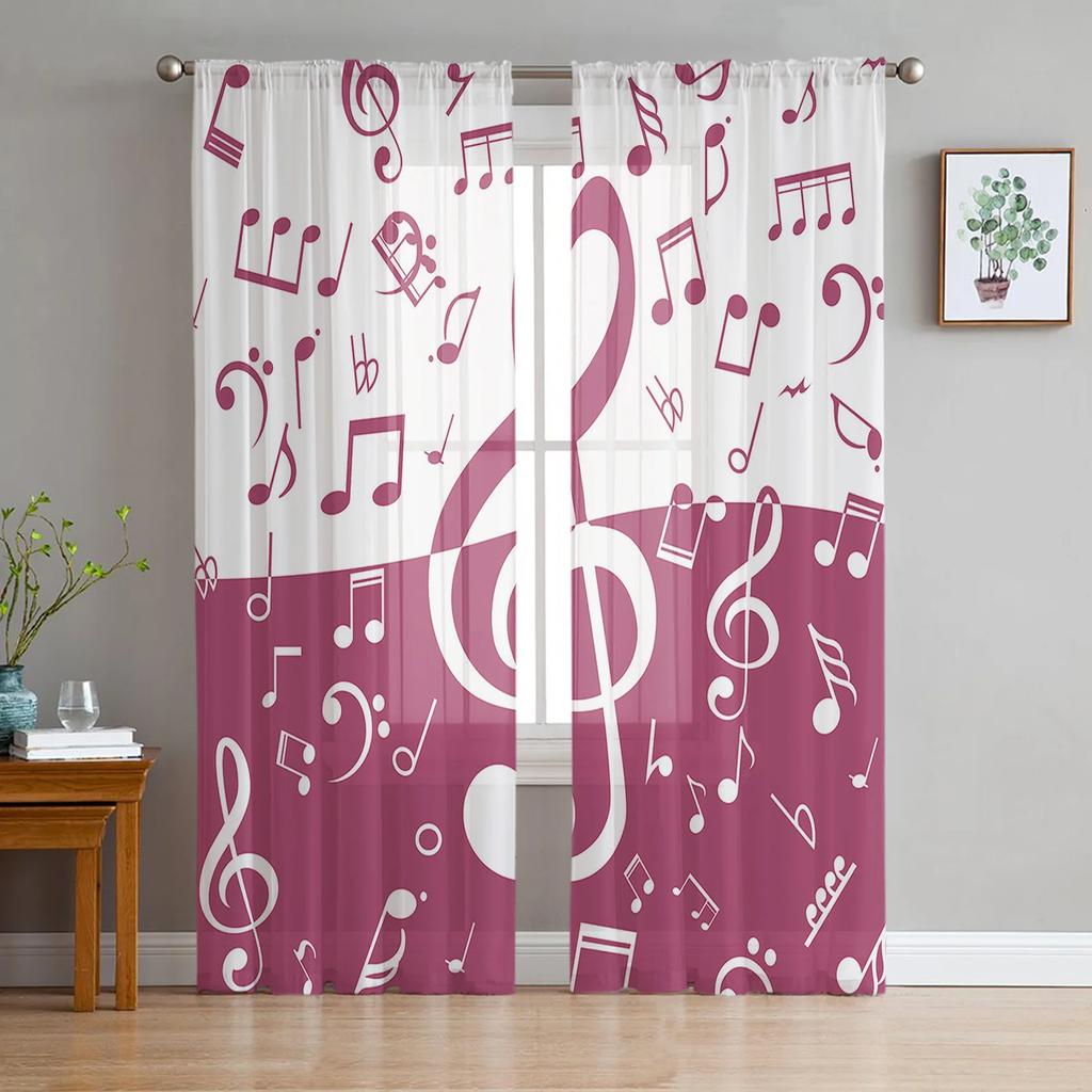 Pug Dog Music Funny Curtain Living Room Voile Window Blinds Bedroom Tulle Drape Kitchen Cortinas Hall Curtains With Sheer Polyester Perfect For Great