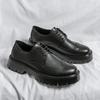 Men's Thick Sole Lace-Up Brogue Leather Shoes - Spring/Autumn Casual Height-Boosting Low-Tops for Teens