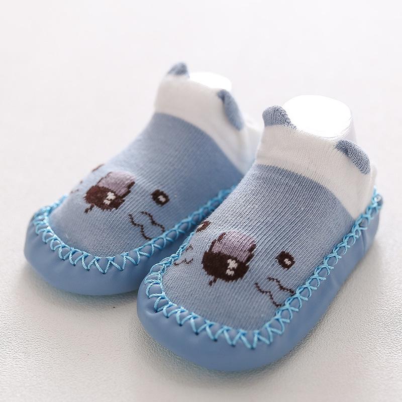 Fox Style Non-Slip Leather-Soled Toddler Floor Socks - Soft Baby Cartoon Shoe Socks