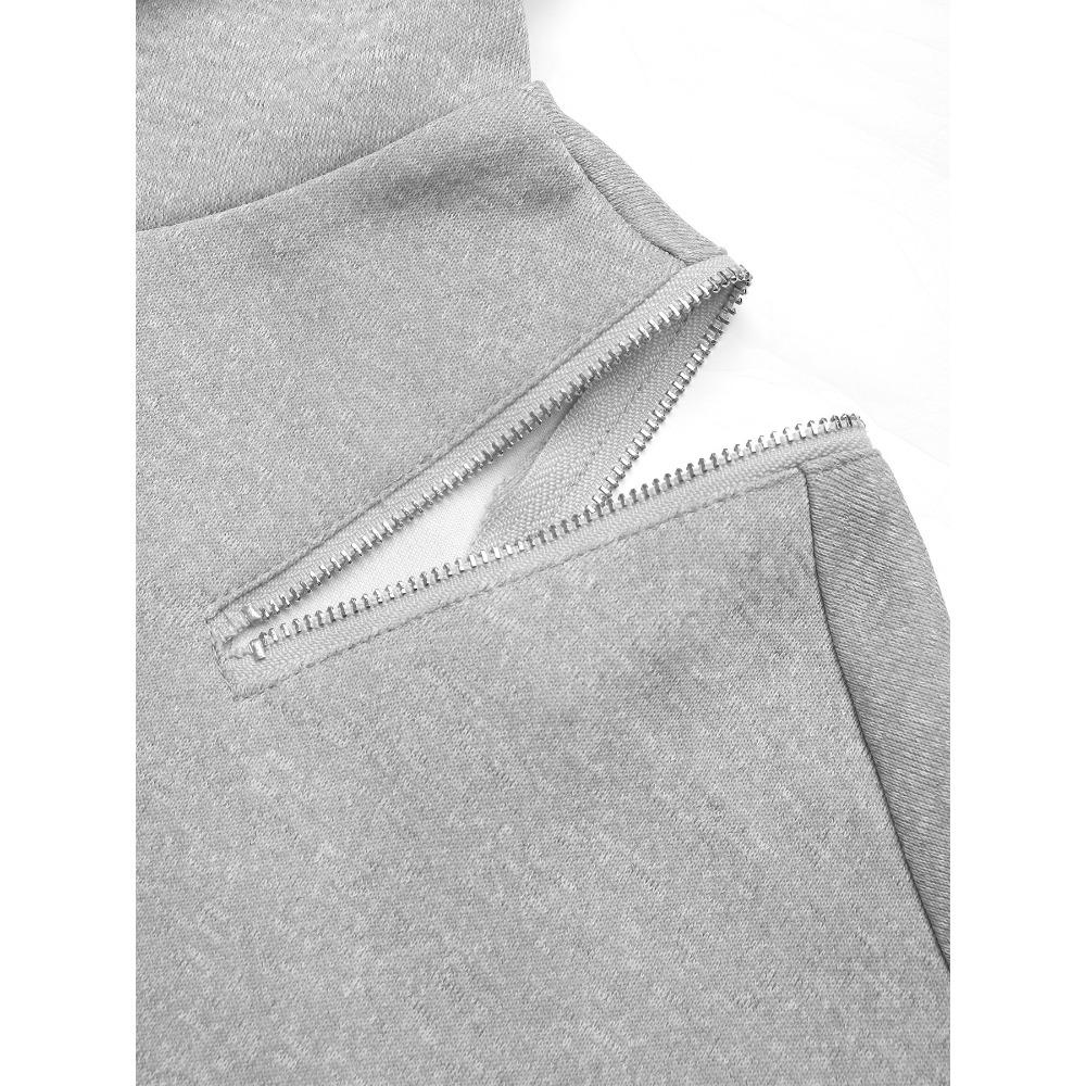 Women's New Long-sleeved Drawstring Hooded Pullover Sweatshirt for Women's Solid Color High-end Gray Slip-shoulder Pocket Sweatshirt