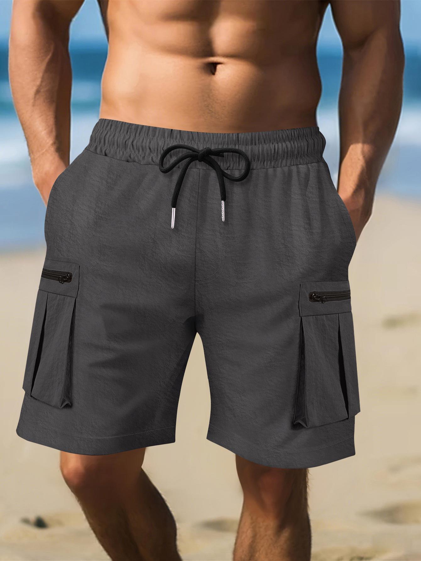 

Men s Summer Elastic Waist Cargo Shorts, Utility Shorts with 3D Pockets, Loose Fit Athletic Knee-Length Shorts S