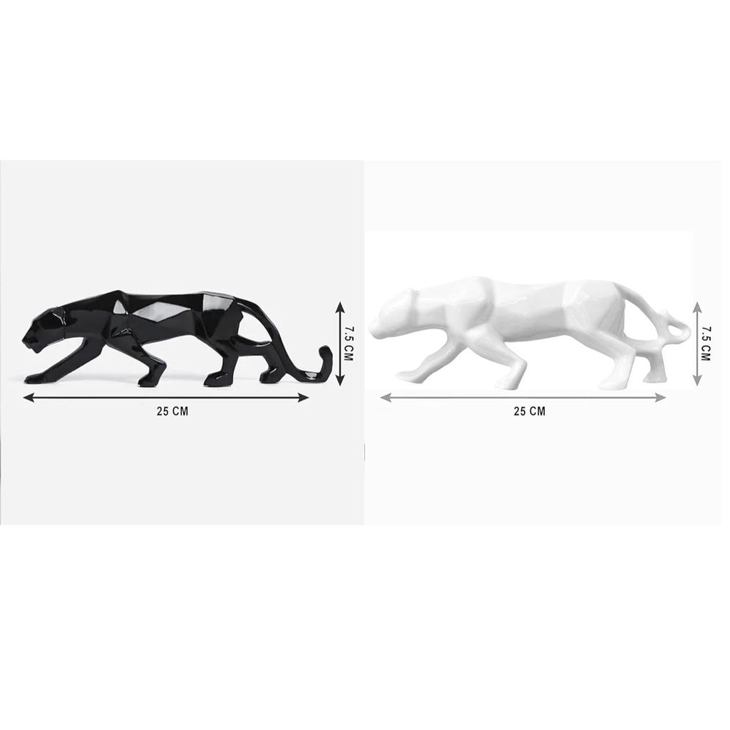 Modern Black & White Geometric Shape Panther for Home Decor (Pack of 2, White & Black)