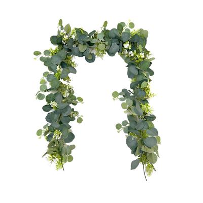 Simulierte Eukalyptusblätter, Rattan-Beeren-Dekoration, Rattan-Geldblätter, Dekoration für Zuhause, Hochzeit, Party