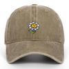 Korean Style Sunflower Embroidered Cotton Baseball Cap with Sun Protection