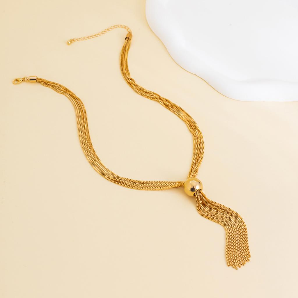 Exaggerated Punk Layered Chain Stacking Necklace Minimalist Niche Geometric Orb Personality Necklace