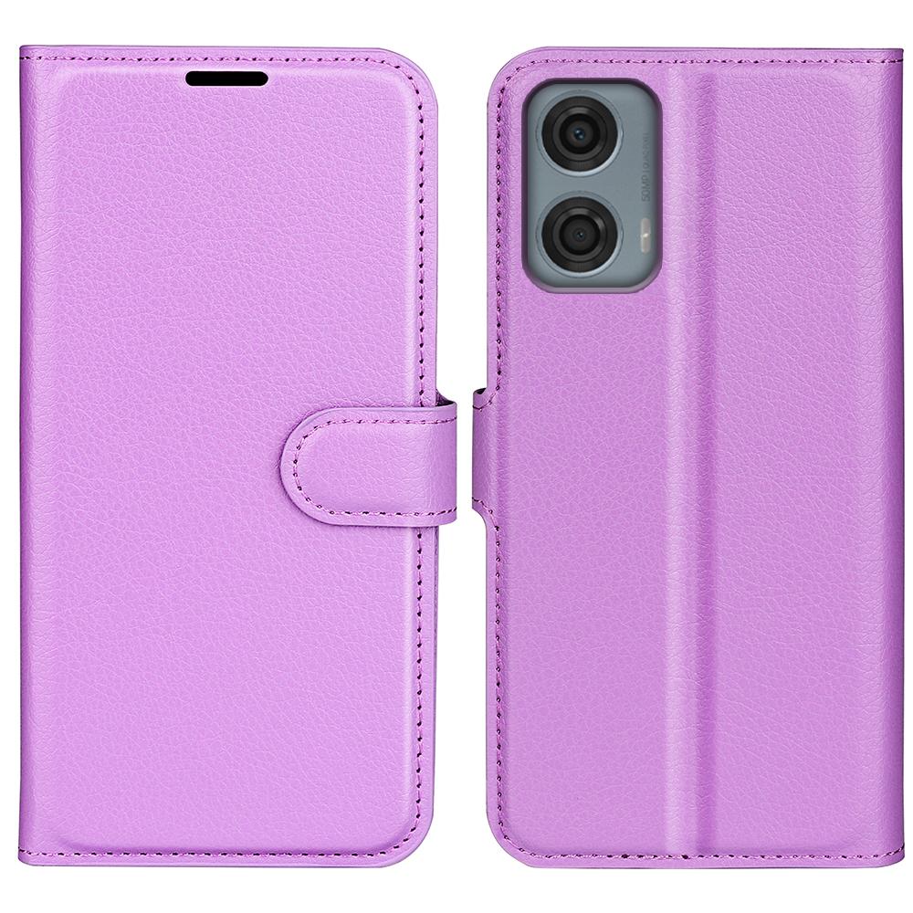 Für Motorola Moto G24 Power Hülle Litschi-Textur Sturzsicher Leder Brieftasche Handyhülle