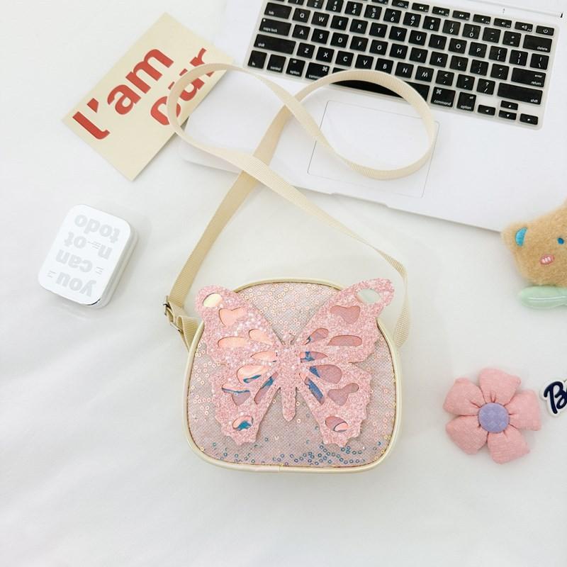Adorable Korean Style Cartoon Butterfly Sequin Shoulder Bag For Kids Perfect For Daily Use