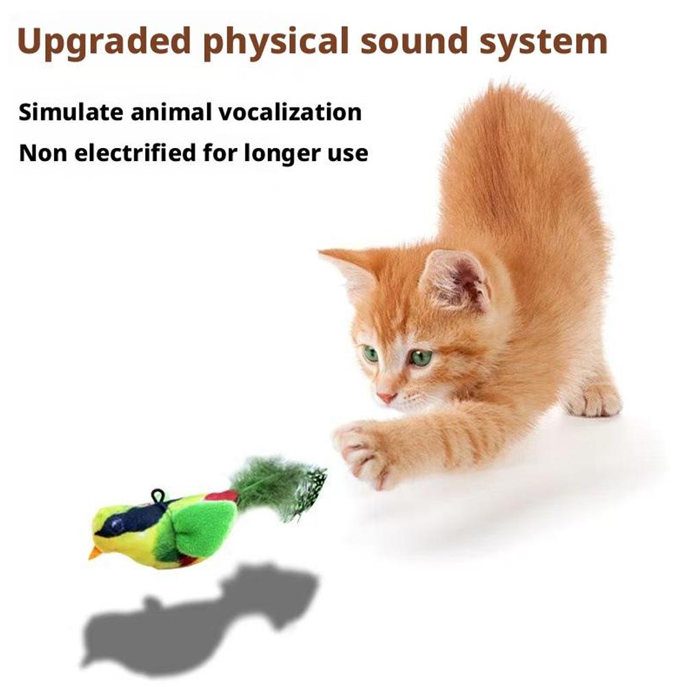 Physical Mechanical Sound Simulation Bird Bite Resistant Cat Toy Elasticity Chirp Igh Chirp Hig J0B3