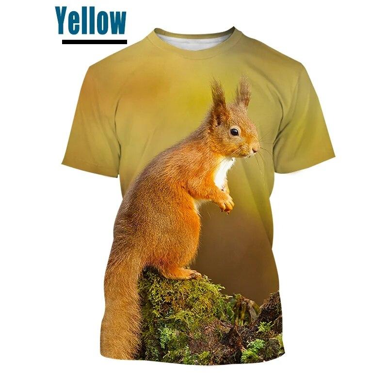 

Трендовая футболка с 3D принтом животных и белкой, повседневная мужская/женская рубашка с короткими рукавами и милым рисунком белки S