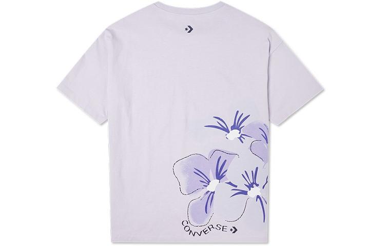 Converse IWD T Shirts Women's Light Purple Crew Neck Moderate Straight Fit 10022422-A01
