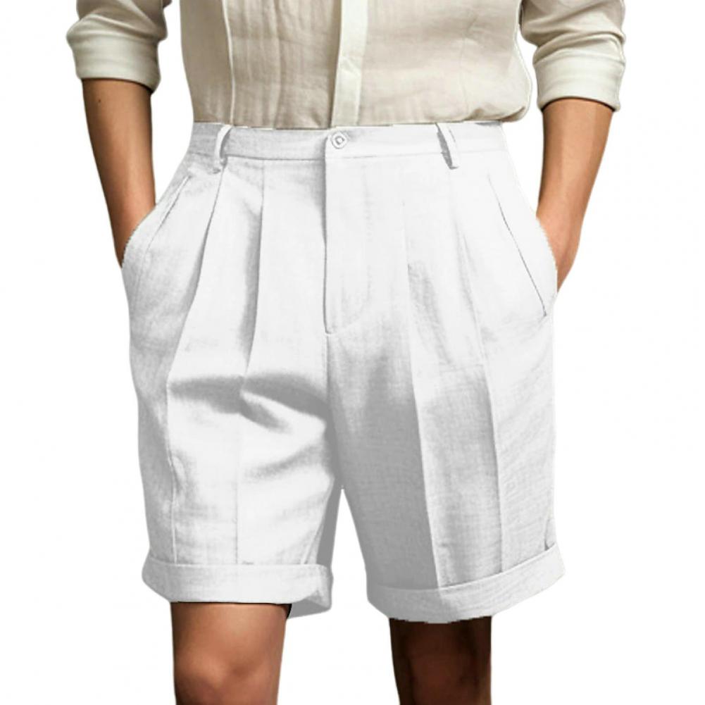 

Мужские летние повседневные шорты средней посадки с эластичным поясом, застежкой-молнией на пуговицы, пляжные шорты однотонного цвета с широкими штанинами, свободный крой XXXL белый
