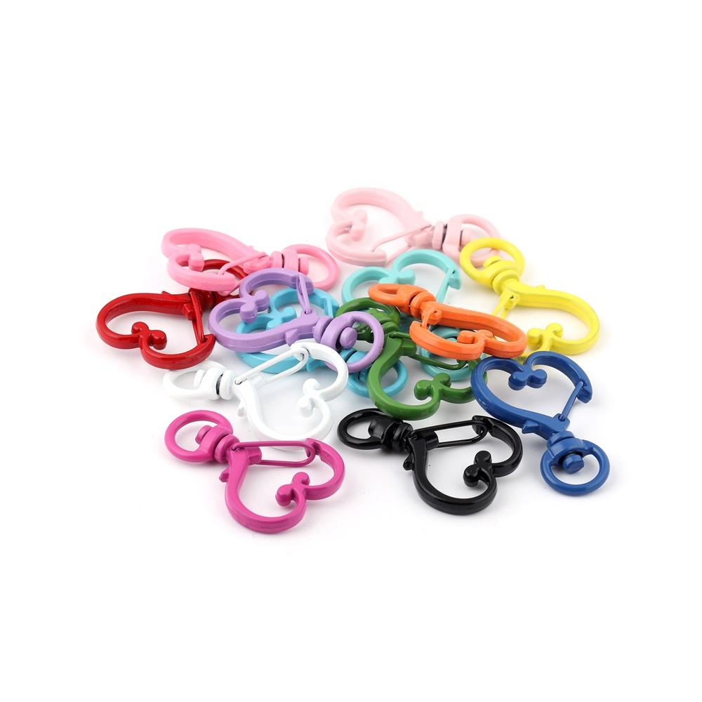 5Pcs/Lot Colorful Metal Heart Lobster Clasp Hooks Key Rings Connectors for DIY Keychain Jewelry Making Findings Accessories