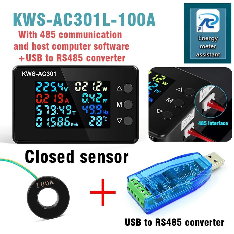 KWS-AC301 Wattmetre Güç Ölçer Voltmetre AC 50-300V Voltaj 8'i 1 Arada Çok İşlevli AC Elektrik Ölçer 0-20/100A Dedektör
