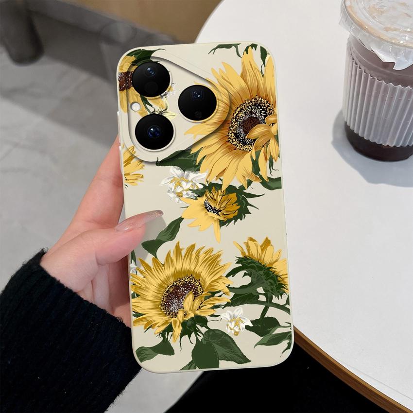 For Huawei Nova Y90 4E 5T Y70 Y72 6 7 8 9 SE Y61 Pura 80 Pro Soft Silicone Phone Covers Beautiful Sunflower Patterns Anti Slip Shell For Huawei Casing