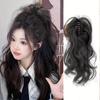 HAIR WALA™ Fountain High Ponytail Hair Extension with Shark Clip Waterfall Half-Up High Ponytail Curly Wavy Braids Large Claw Clip for Women Girls,