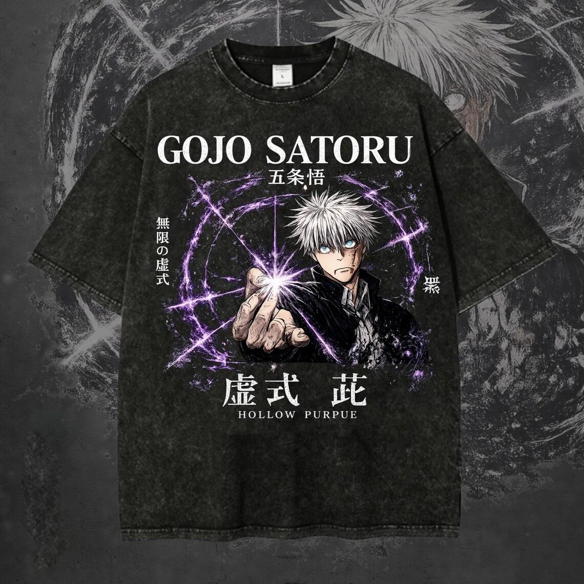 

Jujutsu Kaisen Gojo Satoru Anime T-shirt Vintage Washed Oversized T Shirt Men Women Clothing Summer Short Sleeve Cotton Tee Tops S