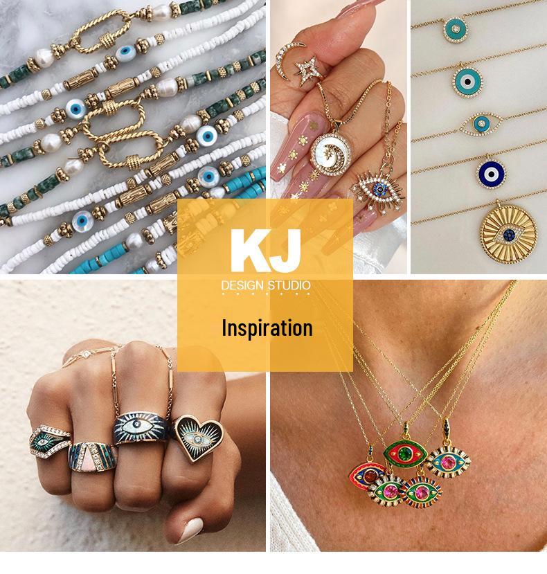 Kenjie Mysticism Evil Eye Pendant Necklace with Tarot Charms for Women - European & American Clavicle Chain