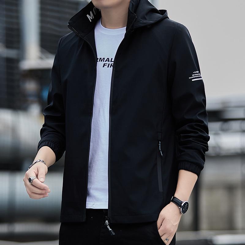 Men's 2025 Spring/Autumn Hooded Jacket: Printed Casual Sport Windbreaker