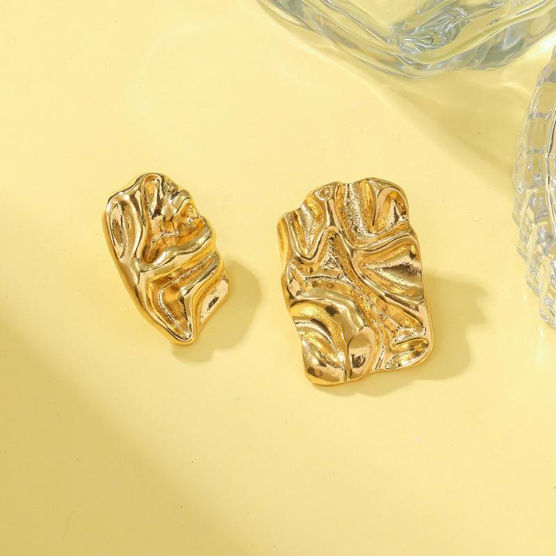 European & American Lava Liquid Dangle Earrings: Irregular Pleated Design, Stylish Jewelry Accessories for Women