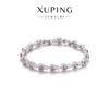 XUPING Jewelry Iced Out Synthetic CZ Colorful Gemstone Artificial Stone Clasp Gold Color Plated Pink Women Heart Tennis Bracelet