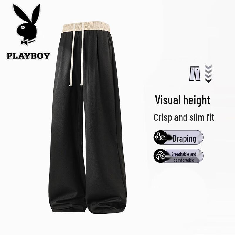 PLAYBOY Men s Summer Casual Straight-Leg Pants XL чёрный