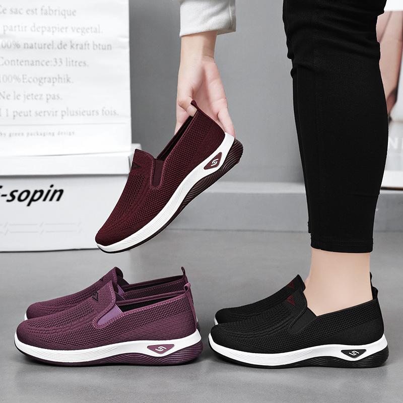 Shoes Women's Large Size Women's Shoes Single Shoes Breathable Casual Shoes One Pedal Middle-aged and Elderly Mother Shoes Old Beijing Cloth Shoes