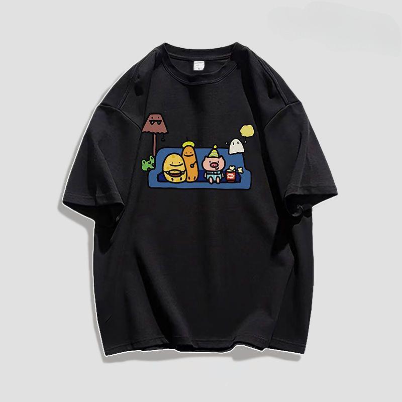 

Short sleeved men s cotton heavyweight T-shirt base shirt trendy brand trend 2025 new loose American retro top S