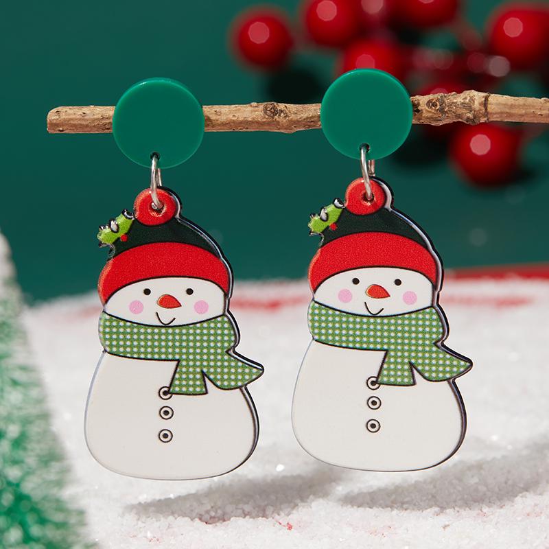 Christmas Series Popular Funny Red Cap Cute Sweater Snowman Pants Drop Earrings for Women unique design Jewelry Present