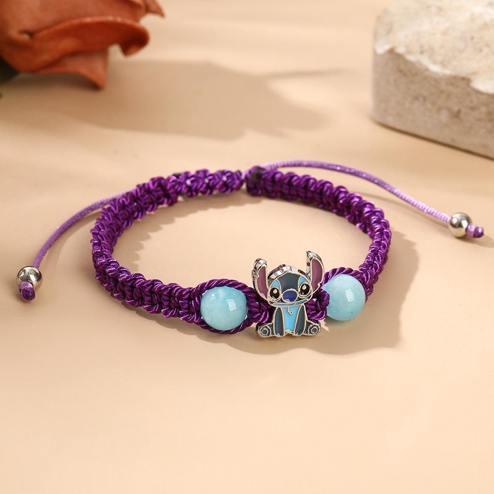 Entzückendes Stitch Cartoon Gewebtes Armband Figurenmuster Armband Geschenk Verstellbare Schnalle Armbänder für Kinder Mädchen Geburtsdatum Geschenk