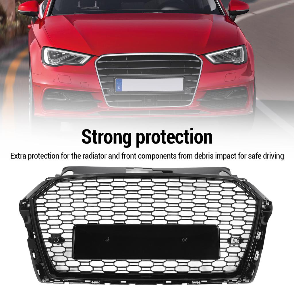 Front Bumper Radiator Grille ADA37840 RS Style Gloss Black Front Mesh Bumper Grill for 8V Facelift 2017 to 2020
