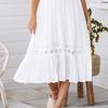 Boho Summer V Neck Flowy Dress for Women Floral Lace Ruffle A Line Dress Casual Bell Sleeve Beach Vacation Sundress