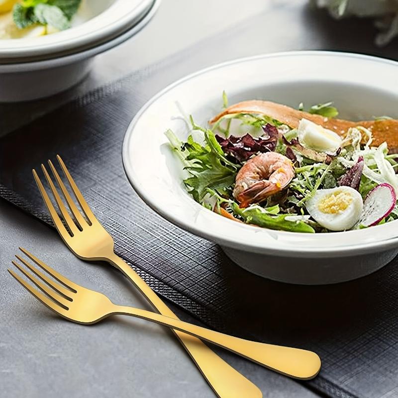 Set 12 Bucăți Linguriță și Furculiță din Oțel Inoxidabil Argintiu Auriu Set Veselă de Bucătărie și Casă Linguriță Grosă Grad Alimentar