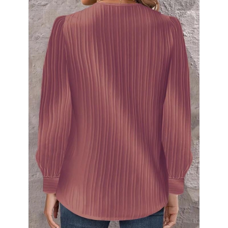 Women S V Neck Solid Long Sleeve Casual Button Shirt
