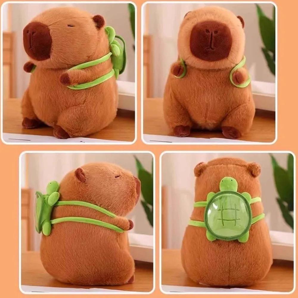 Capybara Plush Cute Capybara Stuffed Animals with Turtle Backpack Kawaii Capibara Plushie Toys for Kids Soft Hugging Pillow